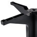 A black plastic Grosfillex outdoor table pedestal stand with a screw.