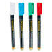 A group of American Metalcraft Securit mini tip chalk markers with different colors.