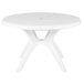 A white Grosfillex Ibiza round pedestal table with a white background.