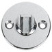 A chrome plated metal upper flange support for T&S mop sink faucets with two holes.