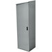 A grey metal Advance Tabco standing cabinet with a door.