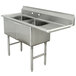 A stainless steel Advance Tabco commercial sink with two compartments and a right drainboard.