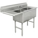 Advance Tabco FC-2-1824-24 Two Compartment Stainless Steel Commercial Sink with One Drainboard - 62 1/2" Main Thumbnail 1