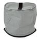 A grey fabric cylinder with black straps.