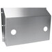 A silver rectangular stainless steel wall mounting bracket with holes.