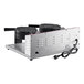 A white Estella double Belgian waffle maker with two black and silver mini waffle plates.