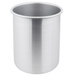 A silver metal Vollrath bain marie pot with a lid.