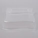 A clear plastic rectangular lid on a clear plastic container.