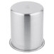 A Vollrath stainless steel cylinder with a round lid.