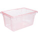 A clear plastic Carlisle food storage box with a red lid.