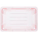 A clear plastic container with red trim.