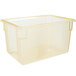 A Carlisle yellow plastic food storage box with a clear lid.