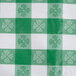 A green and white checkered vinyl table cover.