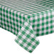 A green and white checkered Intedge vinyl table cover on a table.