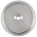 A stainless steel circular pan with a hole in the center.