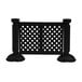 A black Grosfillex resin patio fence with two panels and two posts.