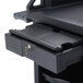 A black Cambro Versa Cart keyboard tray with a key drawer.
