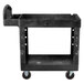 Rubbermaid FG450088BLA Black Small Lipped Two Lipped Shelf Utility Cart with Ergonomic Handle Main Thumbnail 3