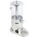 A silver stainless steel Bon Chef juice dispenser with a glass lid.