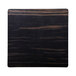 A black square melamine serving board with a brown faux zebra wood stripe.