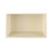 A rectangular faux walnut melamine display riser with a white background.