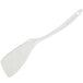 A white plastic spatula with a bamboo handle.