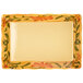 A white rectangular melamine tray with yellow and orange floral designs.