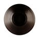An olive oil-colored melamine bowl with a black pebble design in the middle.