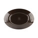 An aubergine-colored oval melamine platter with a round rim and a pebble design.