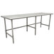 Advance Tabco TMG-369 36" x 108" 16 Gauge Open Base Stainless Steel Commercial Work Table with Galvanized Steel Legs Main Thumbnail 1