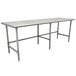 Advance Tabco TMG-368 36" x 96" 16 Gauge Open Base Stainless Steel Commercial Work Table with Galvanized Steel Legs Main Thumbnail 1