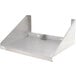 A stainless steel wall mount shelf for a microwave.
