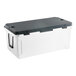 A white and black CaterGator outdoor cooler.