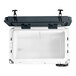 A white CaterGator cooler with black handles and a lid open.