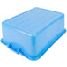 A Vollrath Traex blue plastic food storage box with a lid.