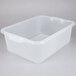 A Vollrath clear plastic food storage box with handles.