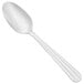 A Oneida Unity stainless steel oval bowl spoon with a white handle.