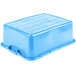 A Vollrath Traex blue polypropylene food storage container with a standard lid.