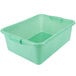 A green plastic Vollrath Color-Mate food storage container with a raised snap-on lid.