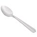 A close-up of a Oneida Unity 18/10 stainless steel teaspoon with a white background.