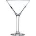 A clear glass Libbey Salud Grande Martini Glass with a long stem.