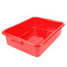A Vollrath red plastic food storage container with a recessed lid.