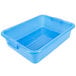 A Vollrath blue plastic food storage drain box set with a recessed lid.