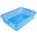 A blue plastic Vollrath Color-Mate food storage container with a recessed white lid.