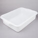 A white plastic Vollrath Traex food storage container with a recessed lid and a handle.