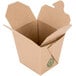 A Fold-Pak Earth brown paper take-out box with an open lid.