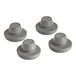 A close-up of four grey CaterGator rubber caps.