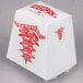 A white Fold-Pak Chinese take-out box with red writing on it.