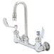 T&S B-0230-CR-WH4 Wall Mounted Pantry Faucet with 8" Centers, 5 11/16" Swivel Gooseneck, Cerama Cartridges, and 4" Wrist Action Handles Main Thumbnail 1