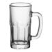 A case of 12 clear glass beer mugs with handles.